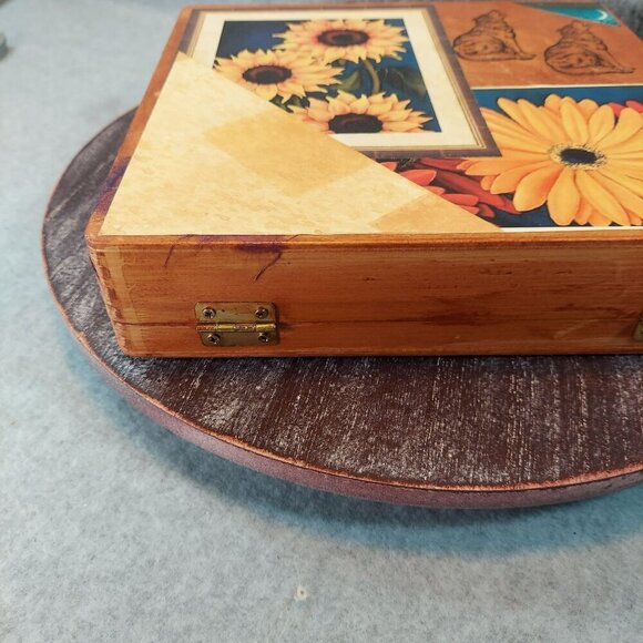 Handmade Wooden Purse With Nature-Inspired Wolf & Landscape Artwork Beaded Handl - Picture 16 of 16